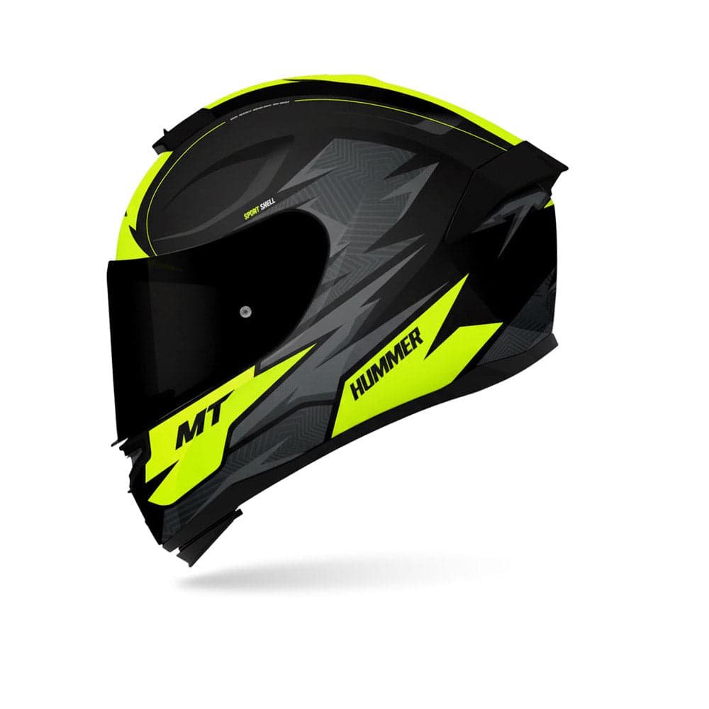 Hummer Shine B3 - Motorcycle Riding Helmet (Gloss Black/Fluor Yellow)