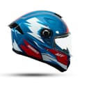 Hummer S Shine C7 - Motorcycle Riding Helmet (Gloss White/Blue/Red) 4
