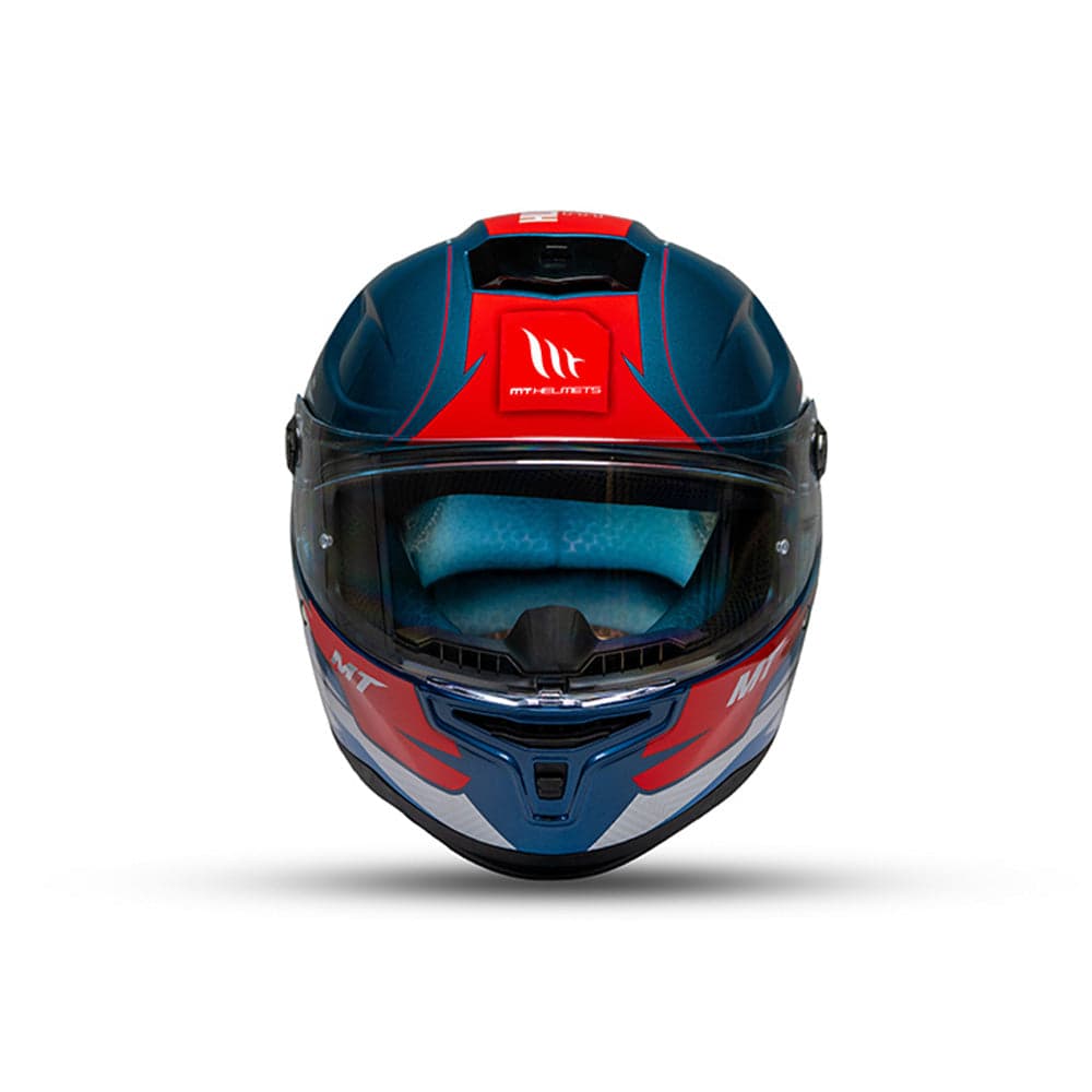 Hummer S Shine C7 - Motorcycle Riding Helmet (Gloss White/Blue/Red)
