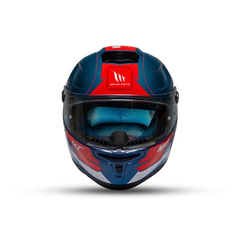 Hummer S Shine C7 - Motorcycle Riding Helmet (Gloss White/Blue/Red)